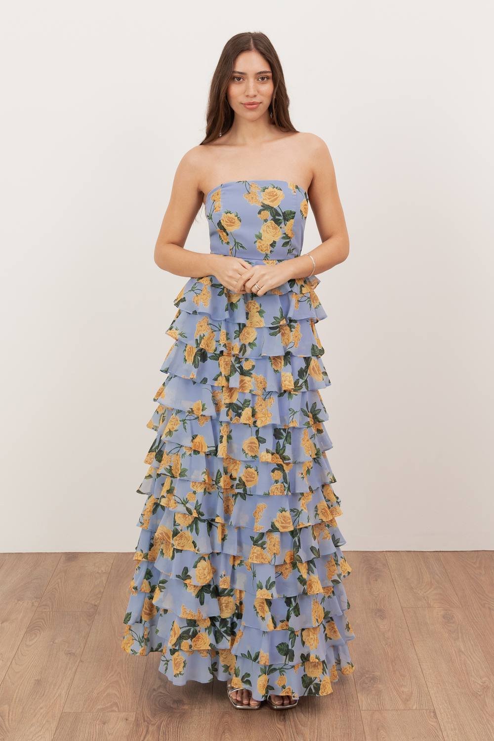 Anaya with Love Anaya with Love Women's Floral Bandeau Tiered Maxi Dress - 4