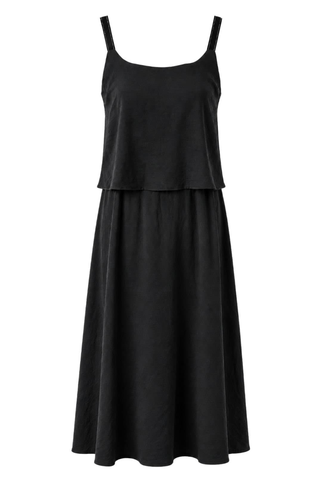 MixRay MixRay Women's Sleeveless A-line Maxi Dress With Square Neckline in Black