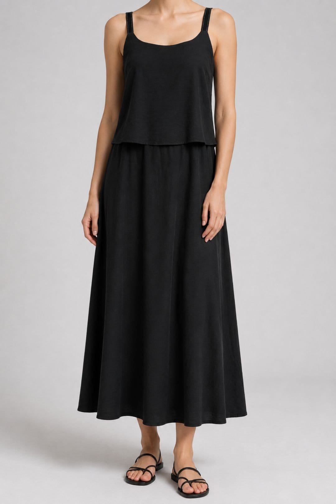 MixRay MixRay Women's Sleeveless A-line Maxi Dress With Square Neckline in Black - 4