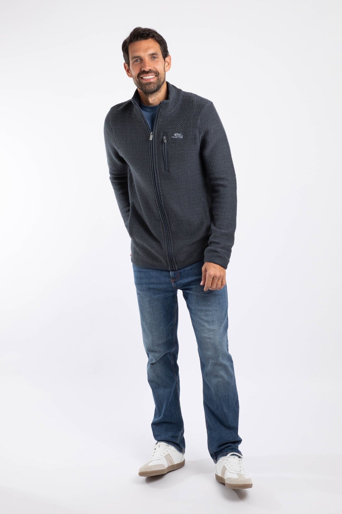 Weird Fish Weird Fish Men's Transom Full Zip Macaroni Sweatshirt in Navy - 4
