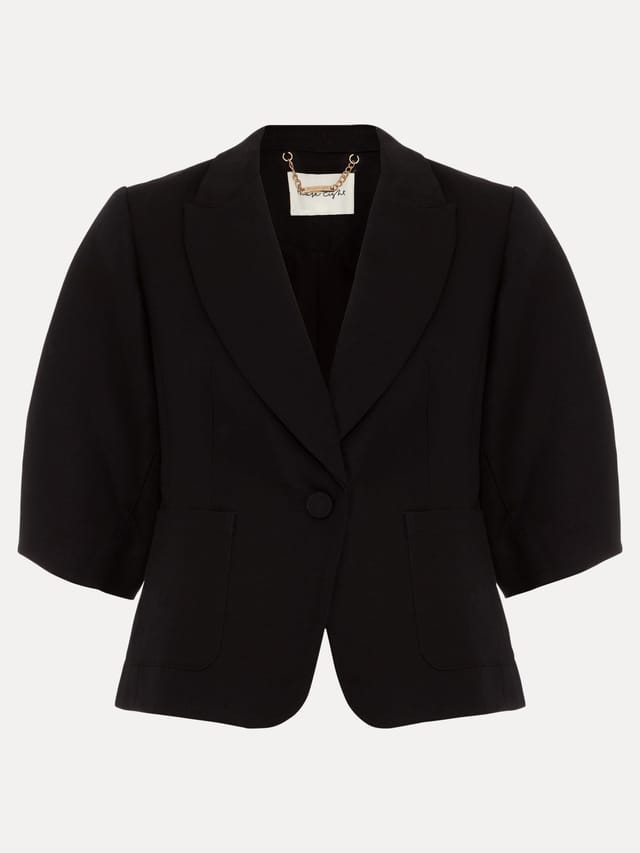 Phase Eight Phase Eight Women's Coniston Linen Blend Puff Sleeve Jacket in Black - 2