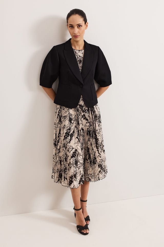 Phase Eight Phase Eight Women's Coniston Linen Blend Puff Sleeve Jacket in Black - 3