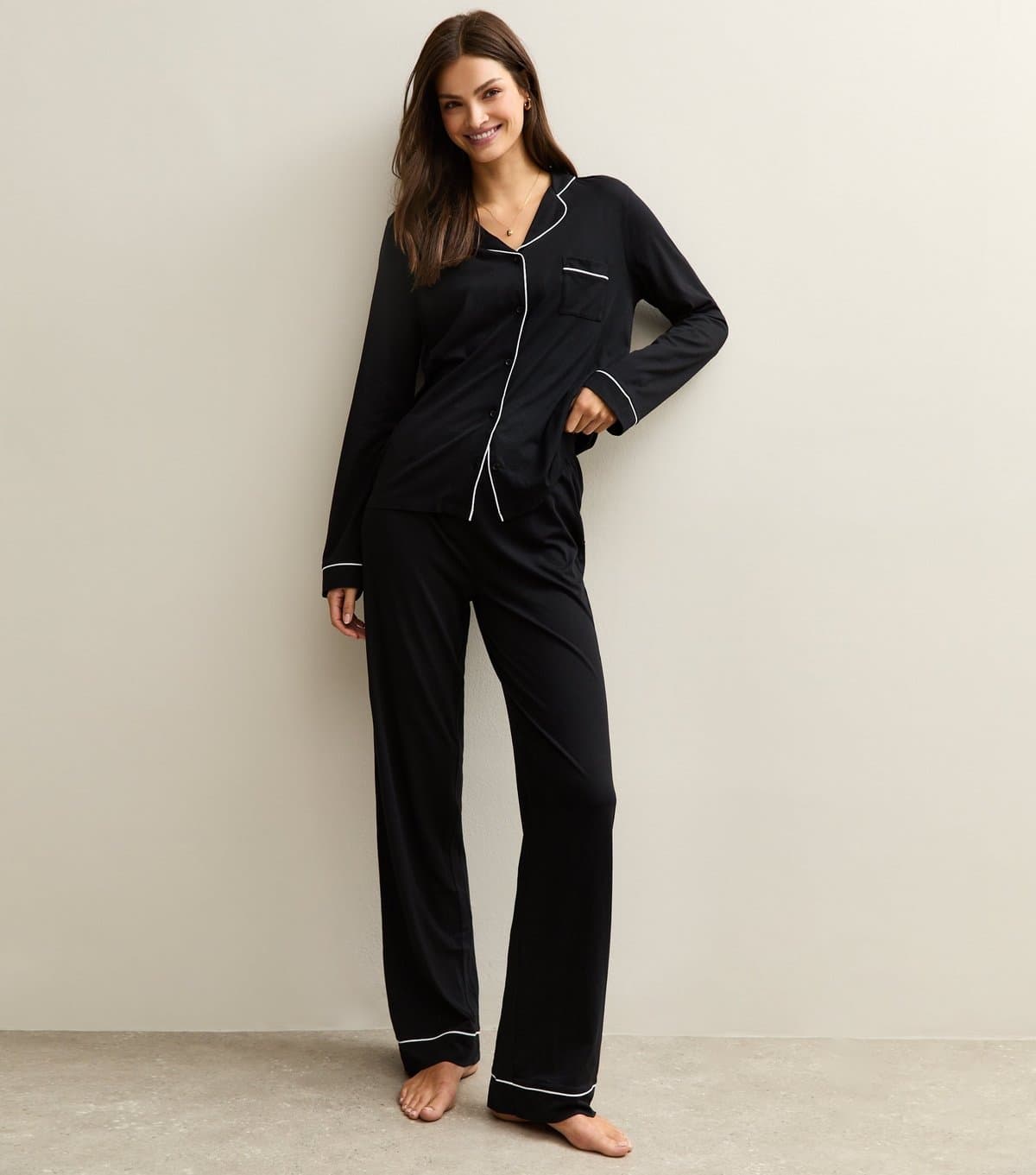 New Look Women's Tall Black Shirt and Trousers Pyjama Set New Look