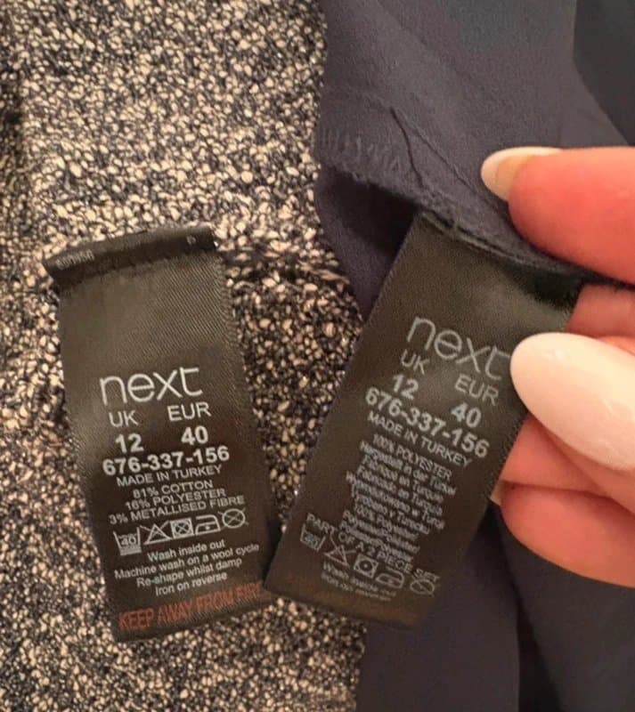 Next Next Grey Marl Layered Knit Top – Size 12 – Navy Cami Underlay