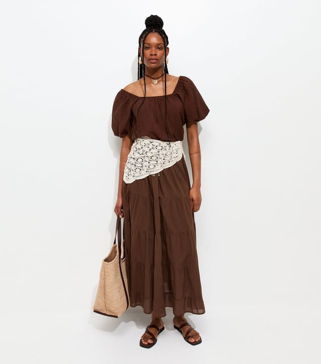 New Look Women's Brown Tiered Midi Skirt New Look - 2