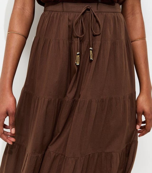 New Look Women's Brown Tiered Midi Skirt New Look - 3