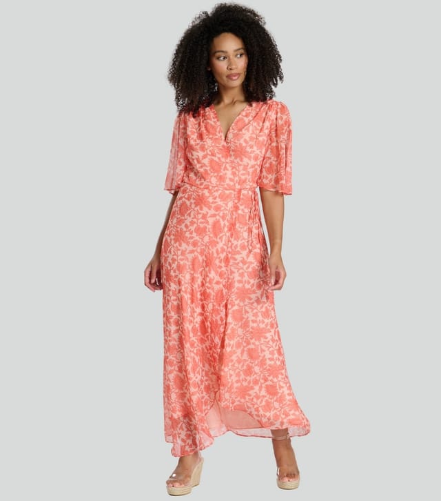 South Beach Women's Coral Floral Print Wrap Midi Dress South Beach New Look - 3