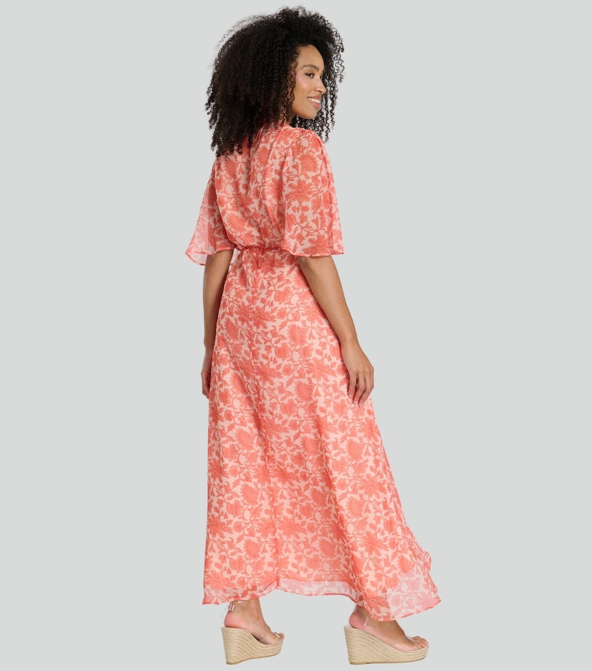 South Beach Women's Coral Floral Print Wrap Midi Dress South Beach New Look - 4