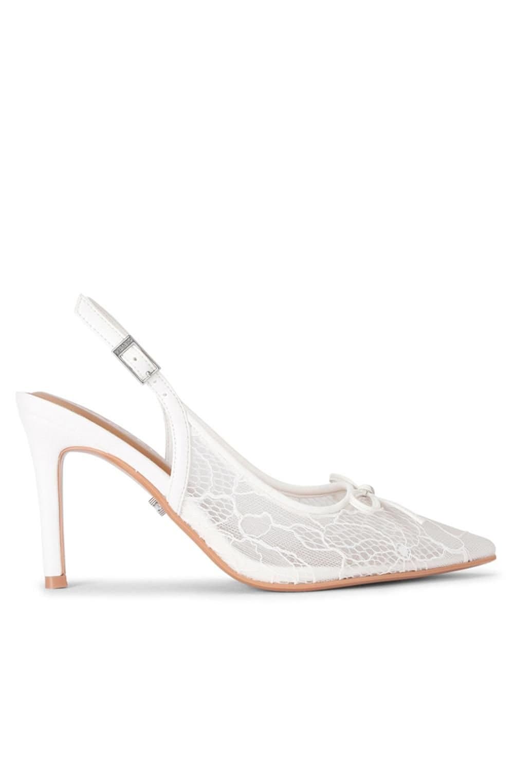 Carvela Carvela Women's 'Positano Lace Sling High' Fabric Heels in White