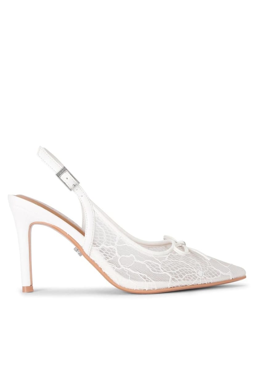 Carvela Carvela Women's 'Positano Lace Sling High' Fabric Heels in White - 1