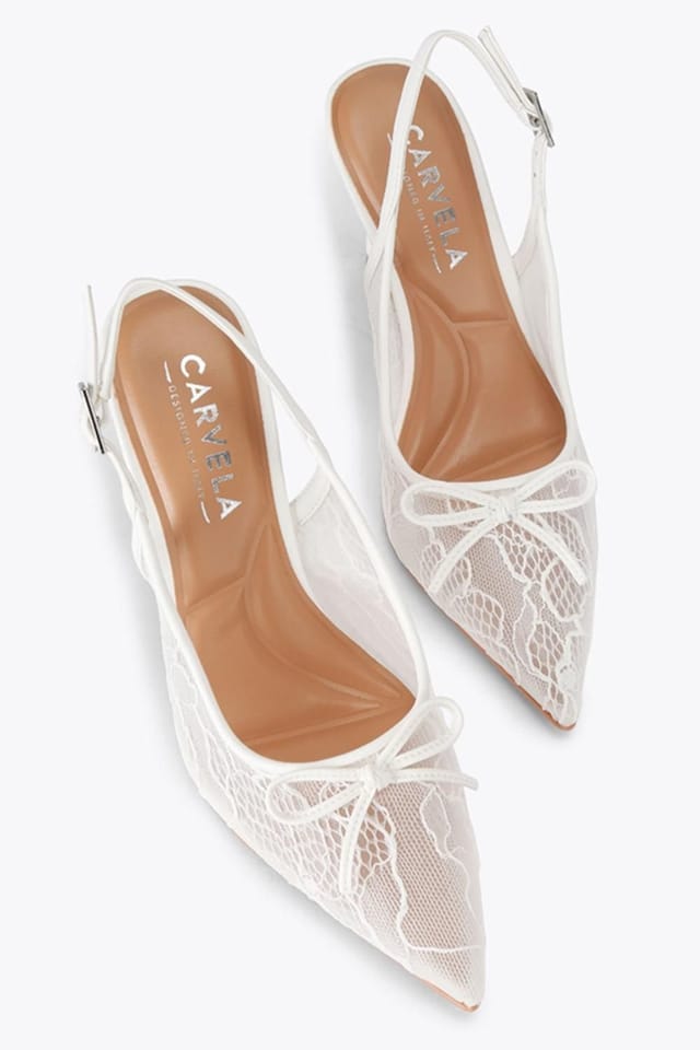 Carvela Carvela Women's 'Positano Lace Sling High' Fabric Heels in White - 2