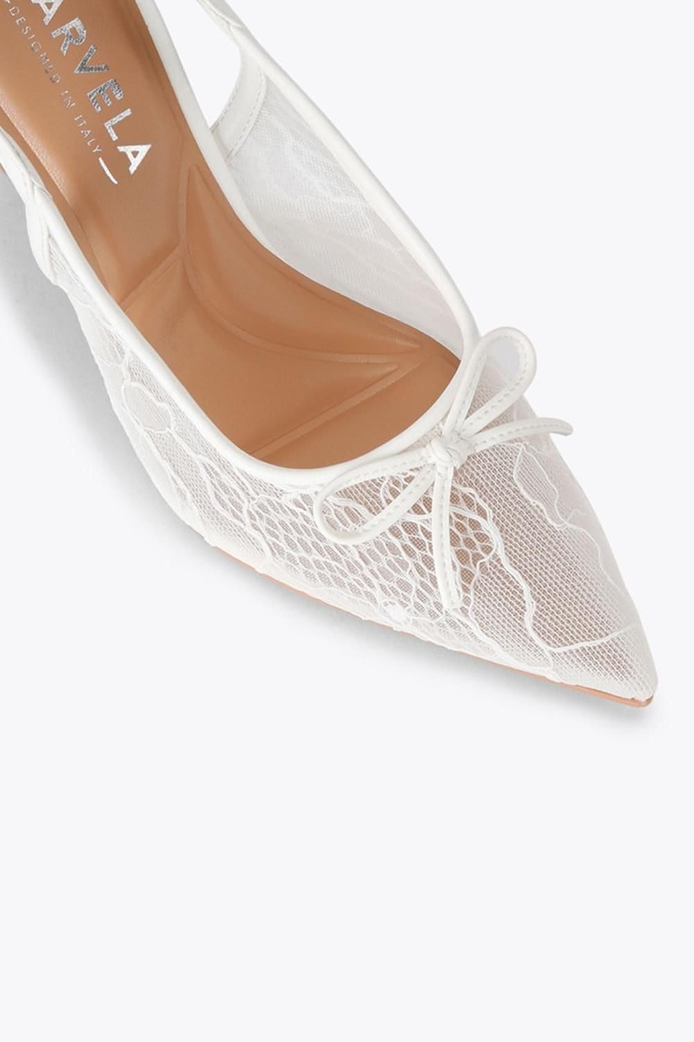 Carvela Carvela Women's 'Positano Lace Sling High' Fabric Heels in White - 4