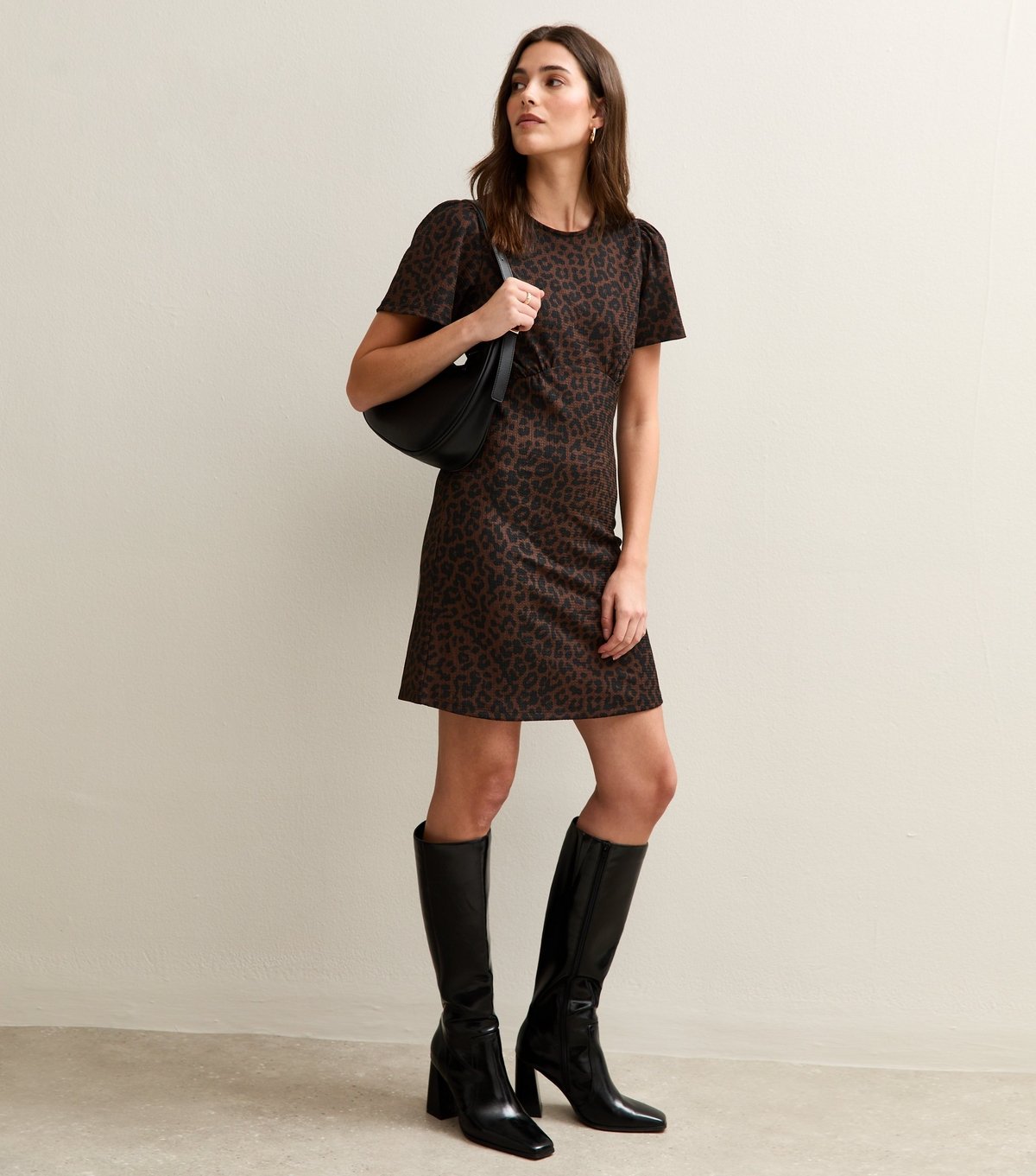 New Look Women's Brown Crinkled Jersey Animal Print Mini Dress New Look - 3