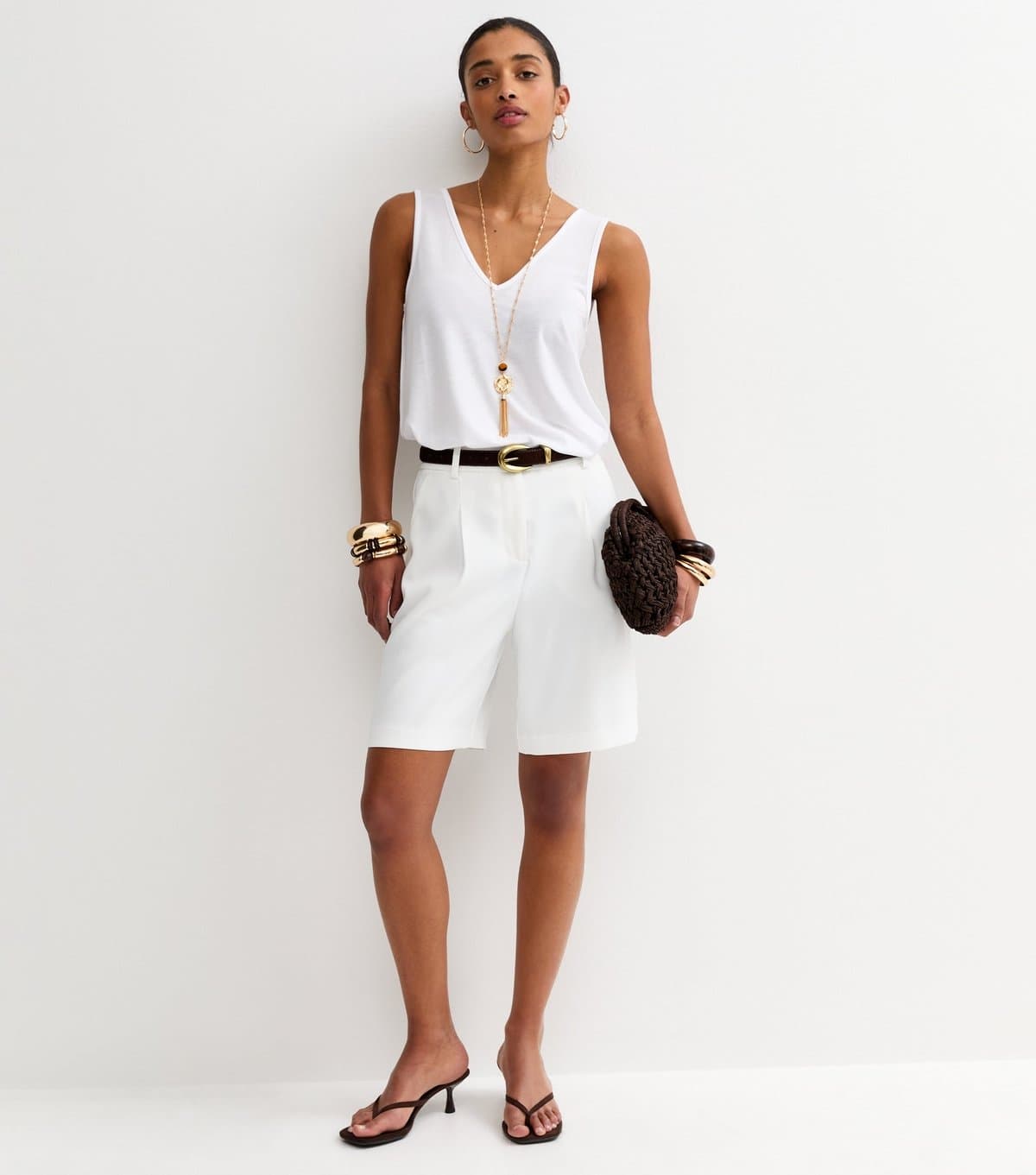 New Look New Look White Jersey V Neck Tank Top