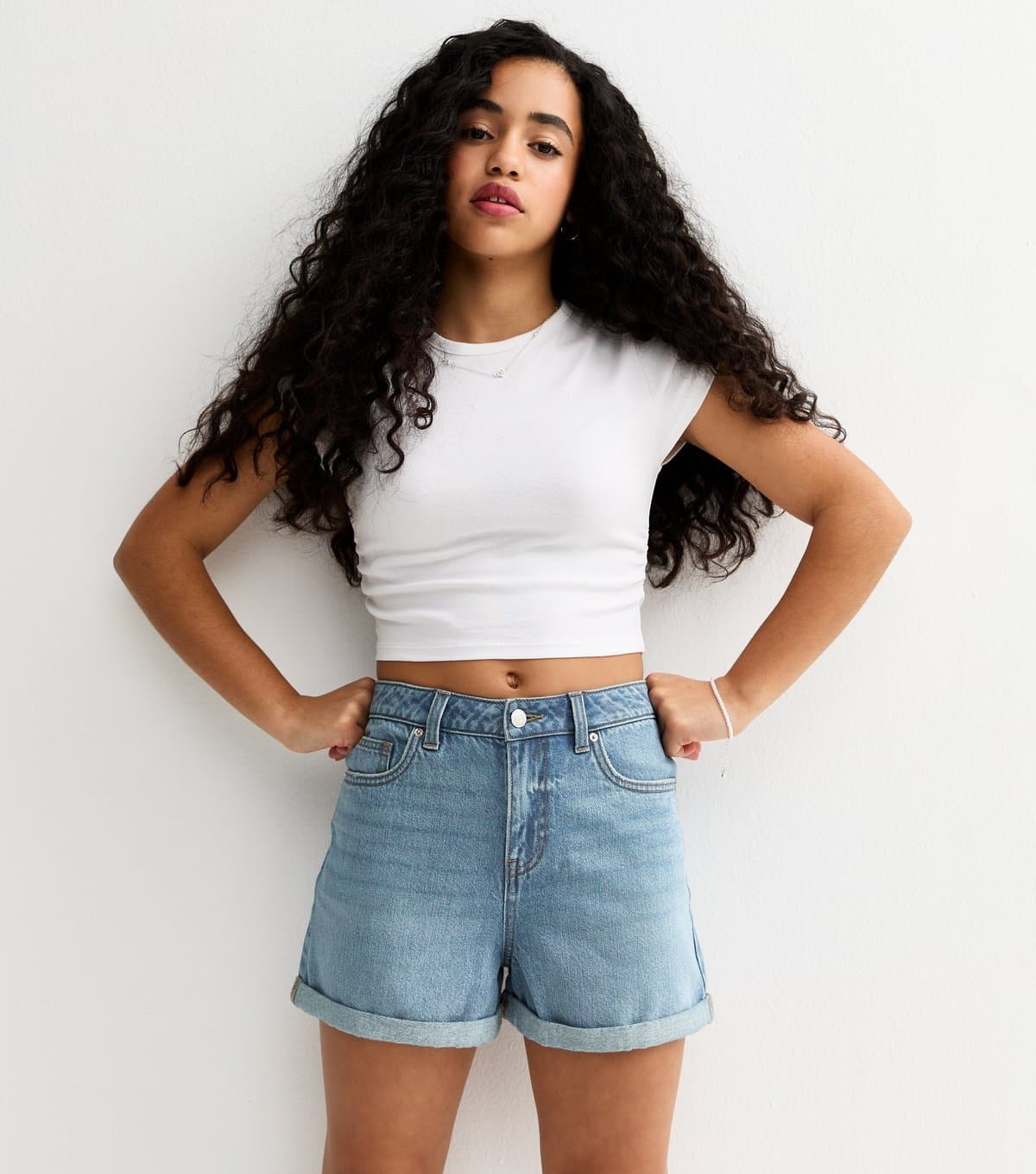 New Look New Look Light Blue Denim A-Line Shorts