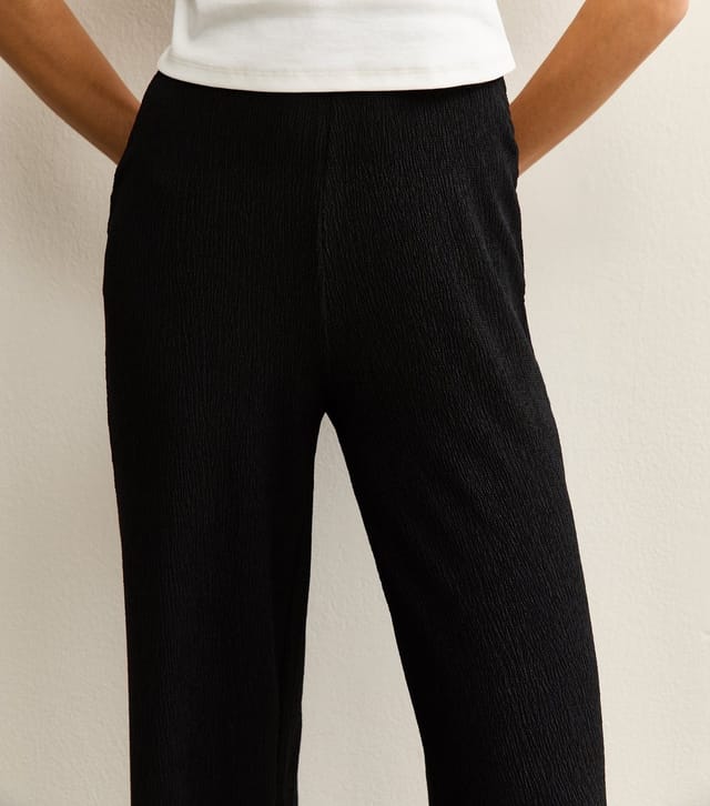 New Look Women's Tall Black Crinkled Wide Leg Trousers New Look - 3