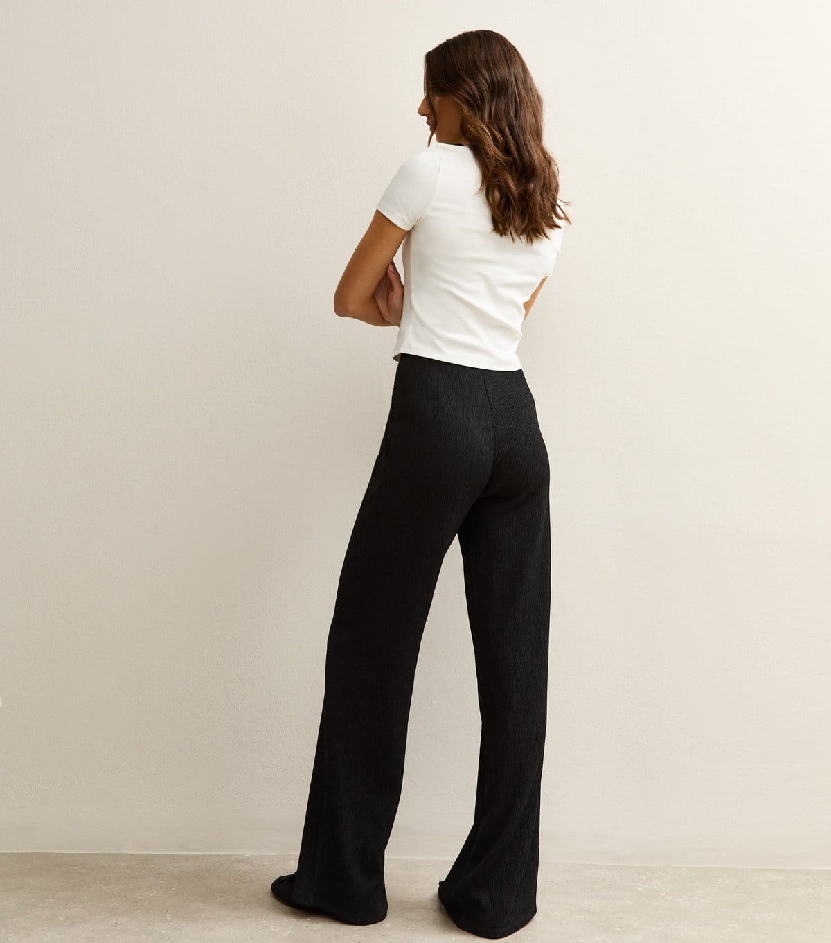 New Look Women's Tall Black Crinkled Wide Leg Trousers New Look - 4