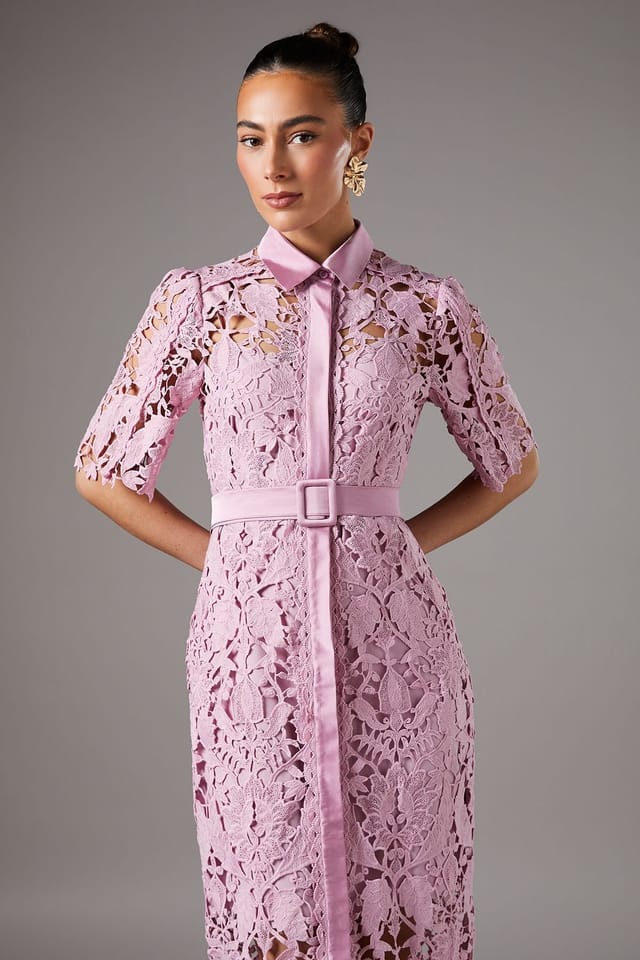 Coast Coast Women's Lace Shirt Dress With Short Sleeves in Lilac - 2