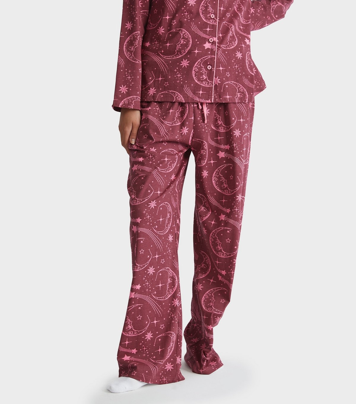 Skinnydip Women's Burgundy Celestial Print Shirt and Trousers Pyjama Set Skinnydip New Look - 4