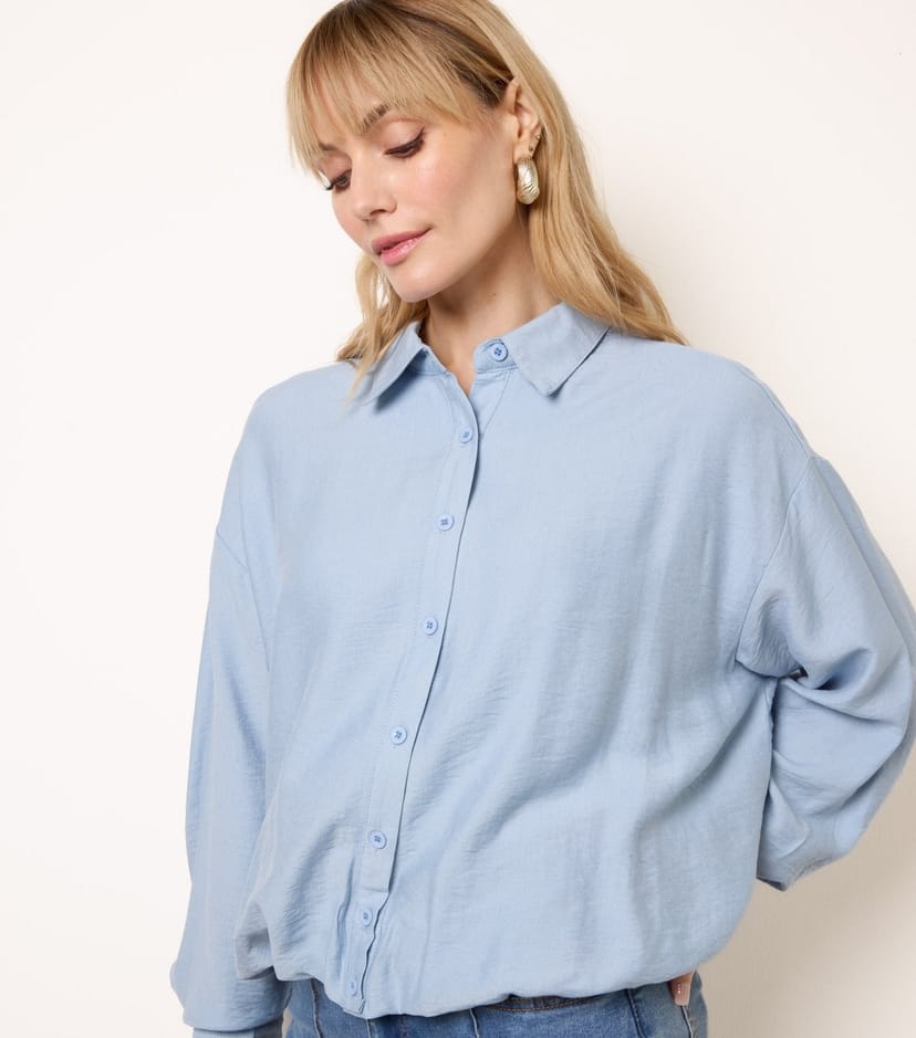 Blue Vanilla Women's Light Blue Puffball Hem Shirt Blue Vanilla New Look - 1