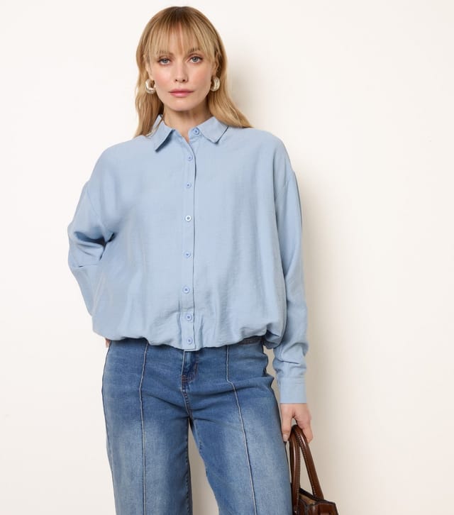 Blue Vanilla Women's Light Blue Puffball Hem Shirt Blue Vanilla New Look - 3