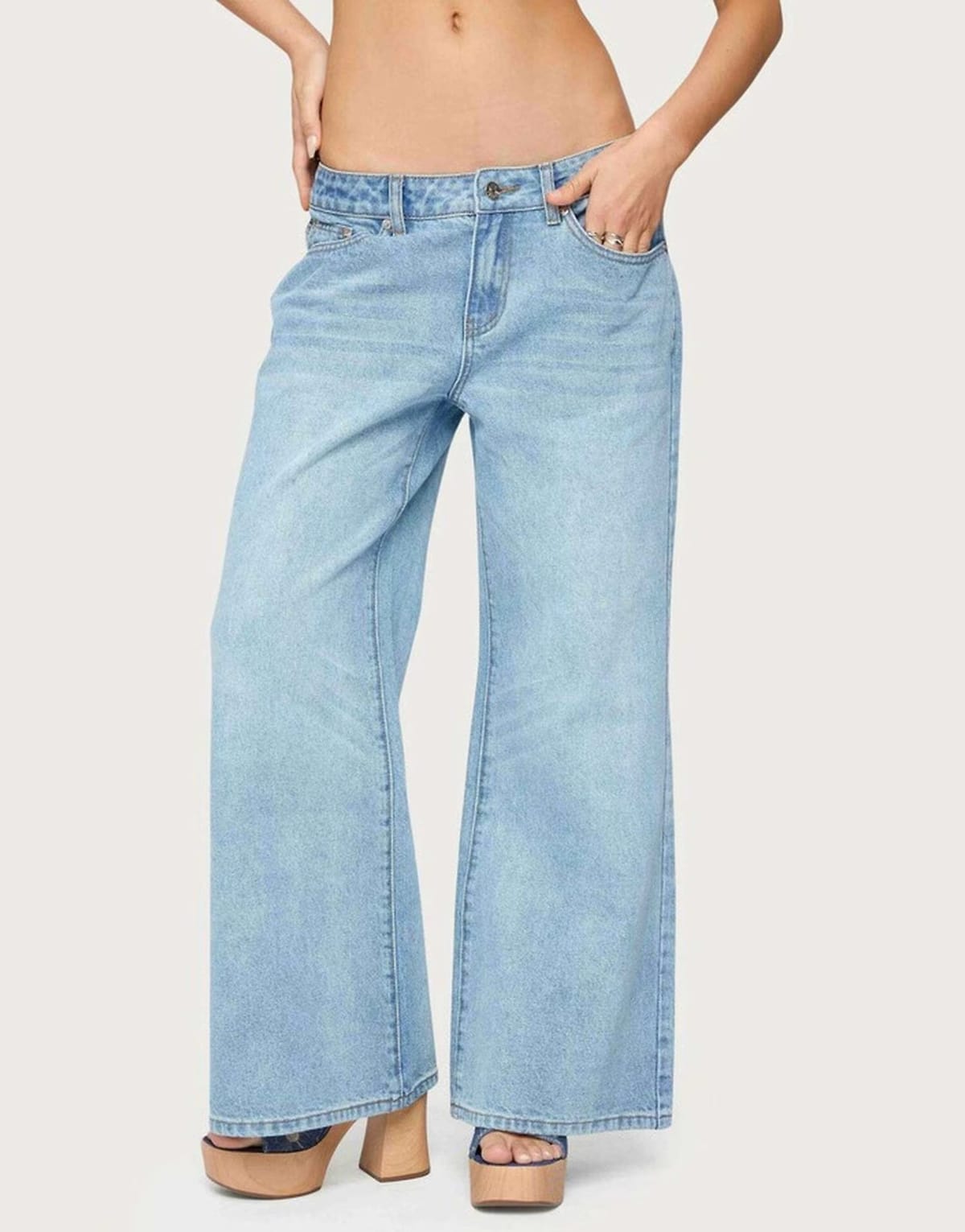 ASOS Edikted Petite low rise wide leg jeans in light blue - 1