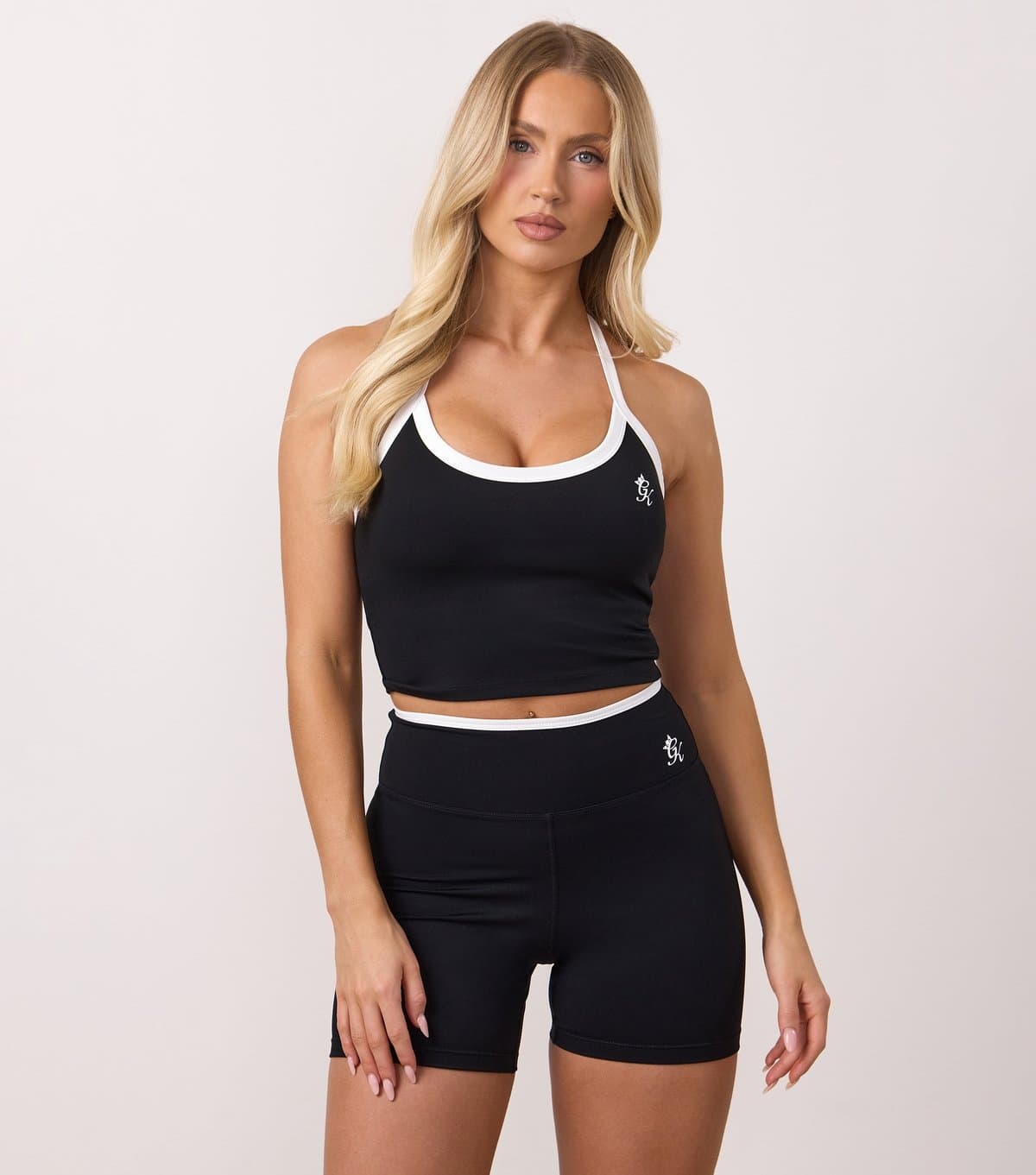 Gym King Women's Black Contrast Trim Cropped Tank Top Gym King New Look