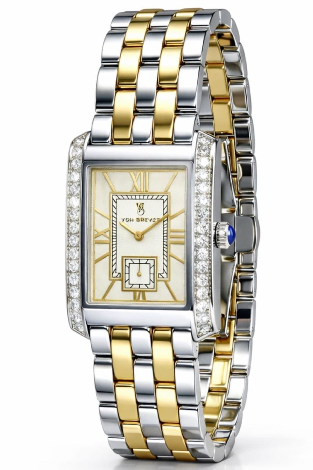 VON BREYER VON BREYER Women's Rosewood Watch Diamond Set Gold & Silver Watch in White