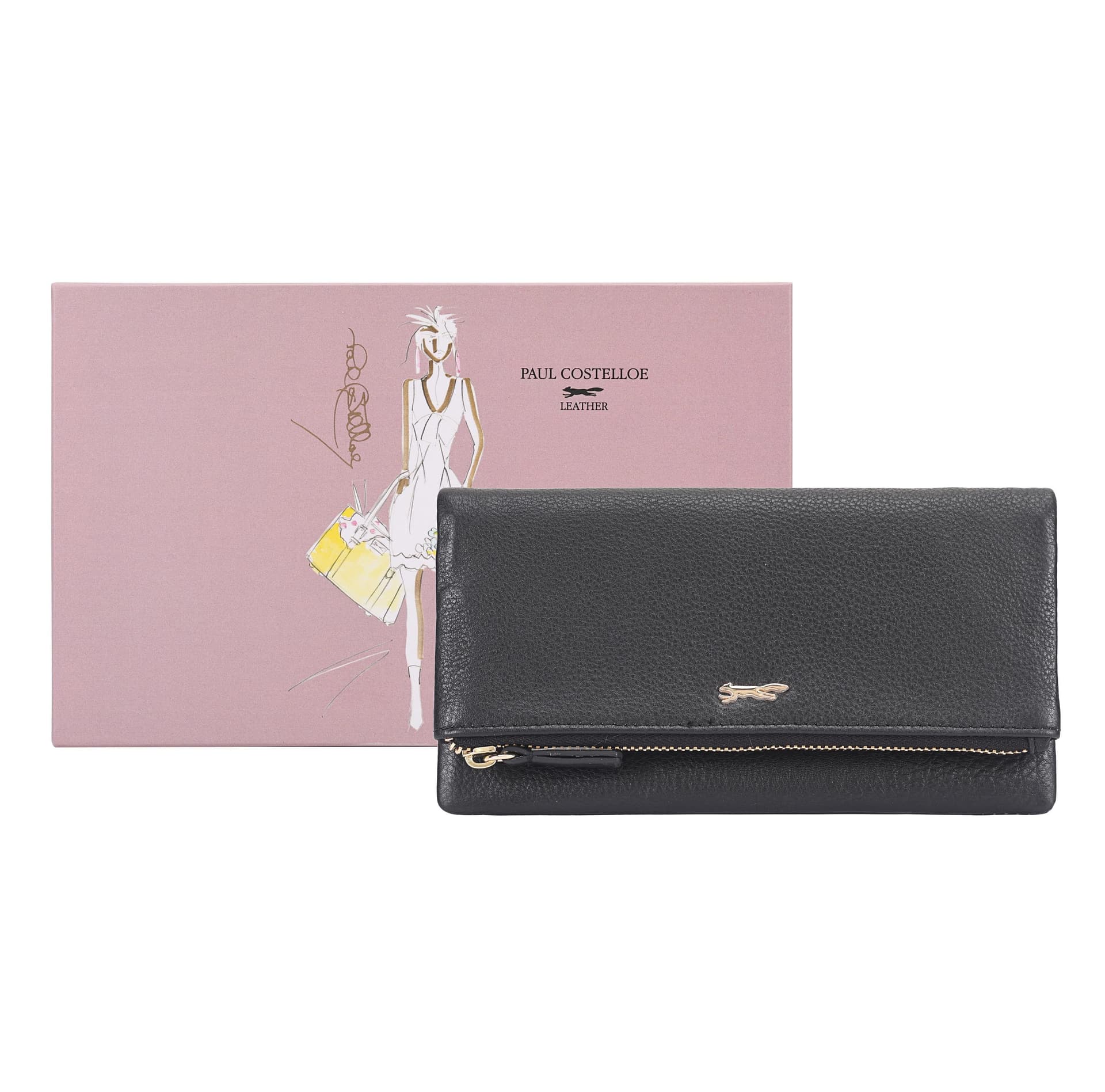 Paul Costelloe Paul Costelloe Women's Kiso Leather Purse in Jet Black