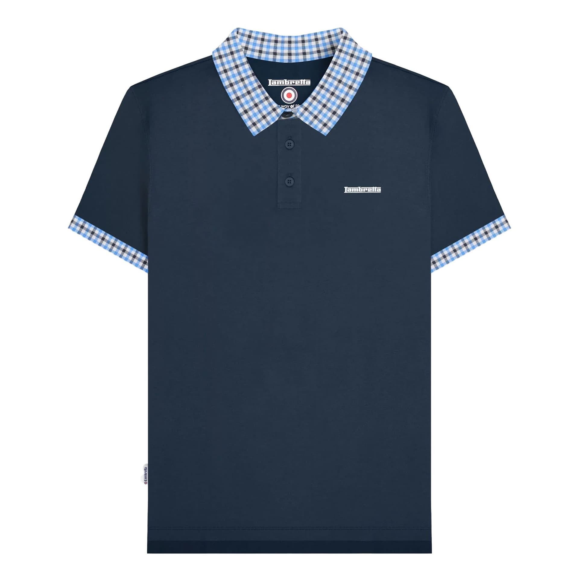 Lambretta Lambretta Men's SS25 Gingham Big & Tall Polo Shirt in Navy