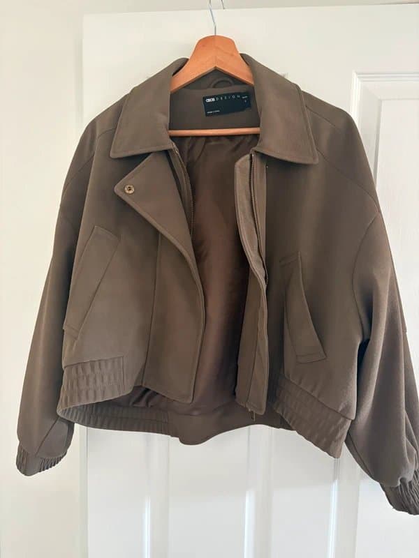 ASOS Design Asos Design leather look bomber jacket mocha