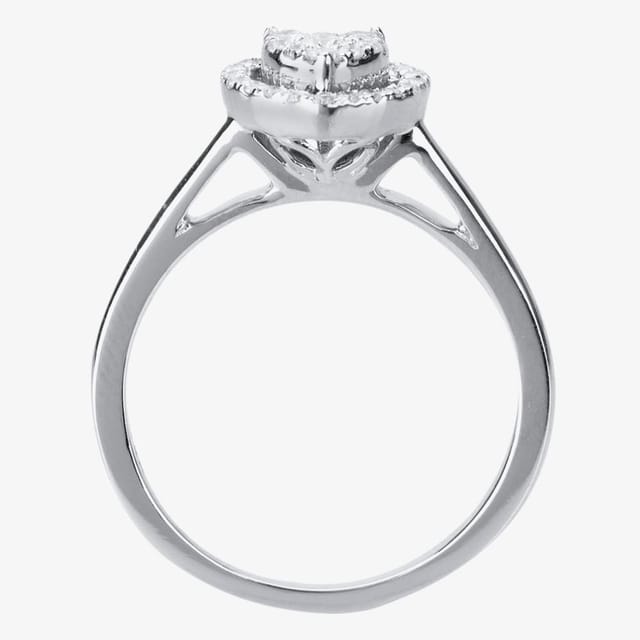 T.H.Baker T.H.Baker Women's 9ct White Gold 0.25ct Diamond Heart Cluster Ring TH0146571 K in Silver - 3