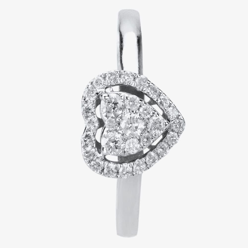 T.H.Baker T.H.Baker Women's 9ct White Gold 0.25ct Diamond Heart Cluster Ring TH0146571 K in Silver - 4