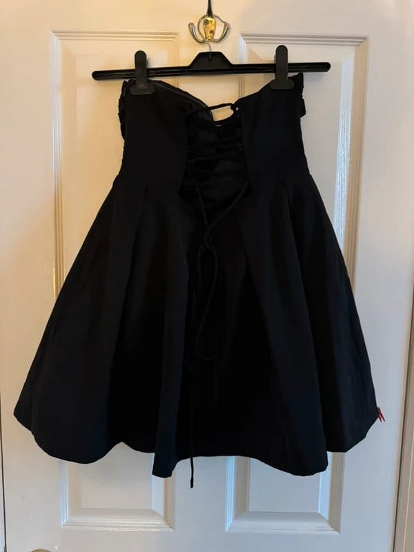 ASOS Black Bandeau Mini Dress with Corset Tie