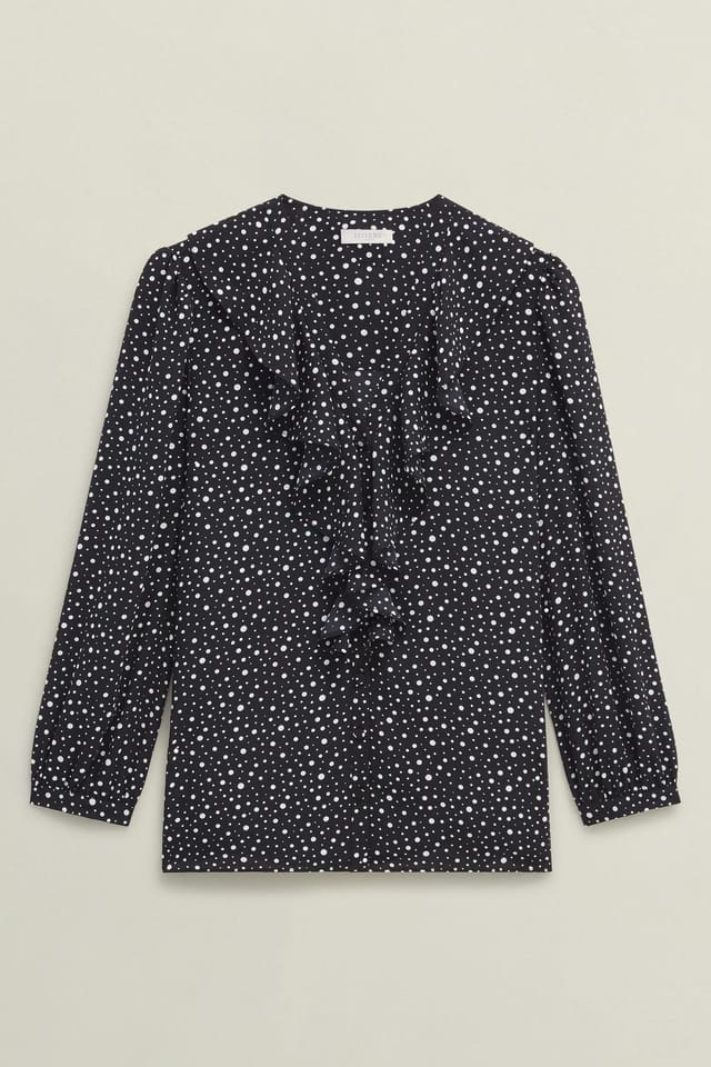 Hobbs London Hobbs London Women's May Ruffle V-Neck Blouse in Black - 2