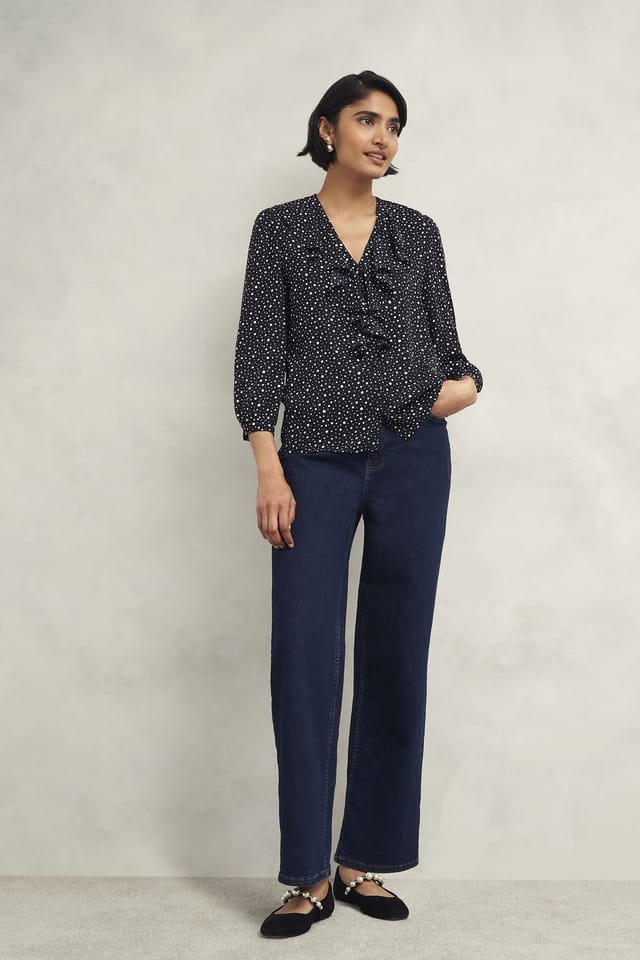 Hobbs London Hobbs London Women's May Ruffle V-Neck Blouse in Black - 3
