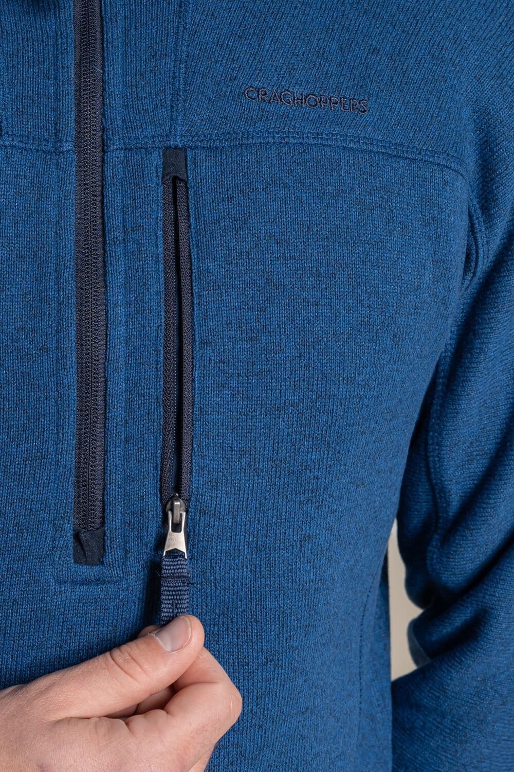 Craghoppers Craghoppers Men's Torney Half-Zip Knit-Look Insulating Active Fleece in Blue - 4