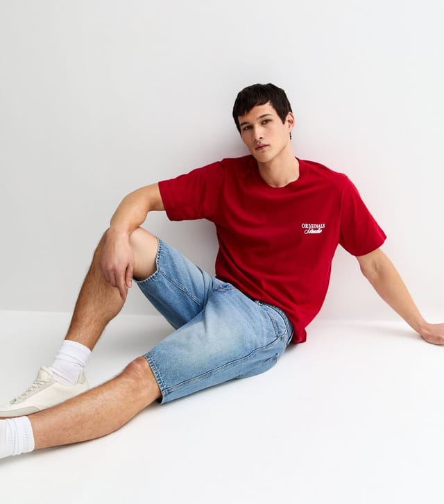 jack & jones Men's Bright Red Relaxed Originals Studio Logo T-Shirt Jack & Jones New Look - 3