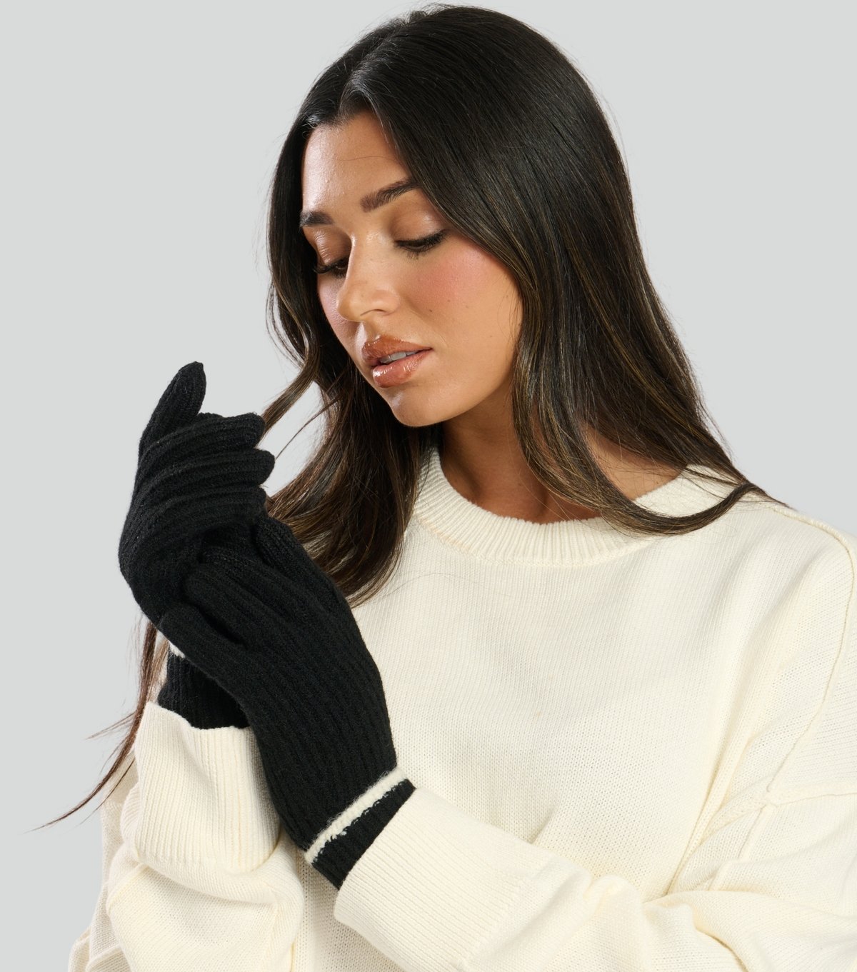 South Beach Black Contrast Stitch Gloves South Beach New Look - 2