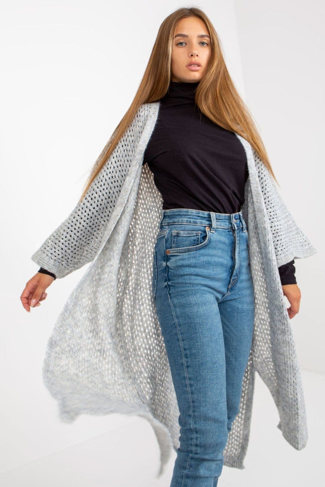 Love Lace Grey Openwork Long Sleeve Cardigan