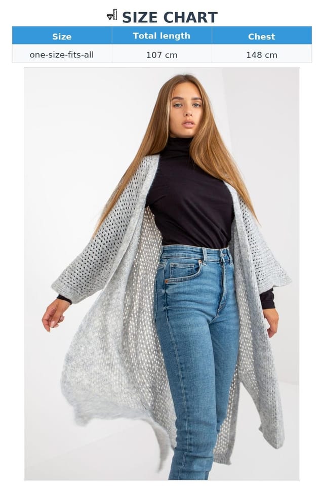 Love Lace Love Lace Women's Openwork Long Sleeve Cardigan No Closure in Grey - 3