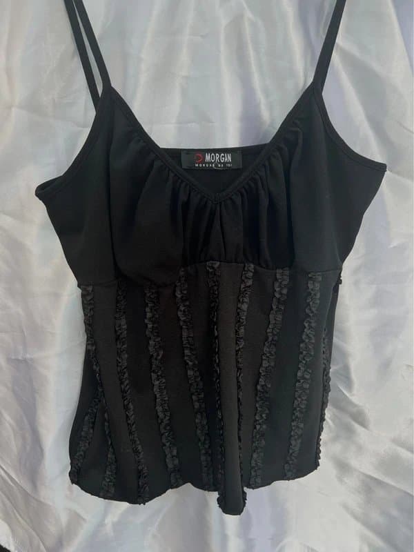Vintage Morgan de toi black ruffle 00s cami top