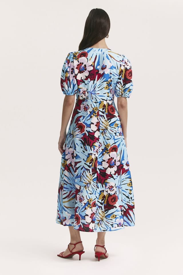 Finery London Finery London Women's Sarah Floral Button Down Midi Dress in Aqua - 3