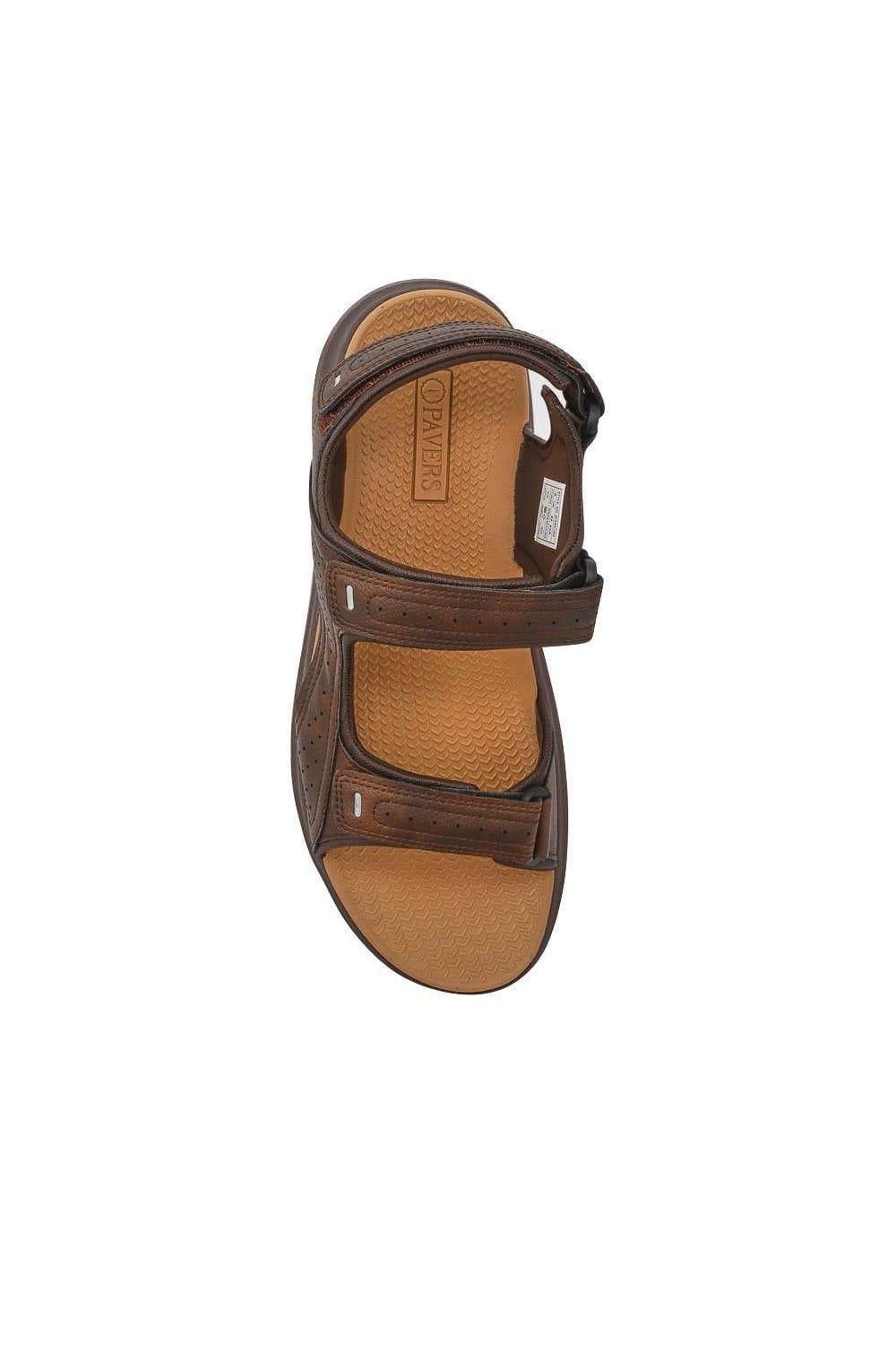 Pavers Pavers Men's Adjustable Touch-Fasten Sandals in Brown - 4