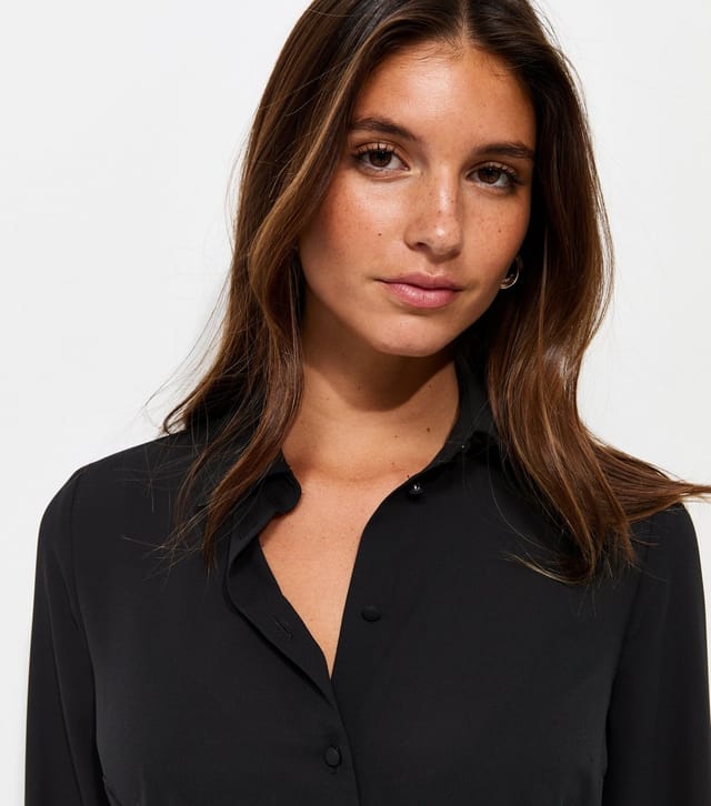 New Look Women's Black Fitted Waist Long Sleeve Shirt New Look - 2