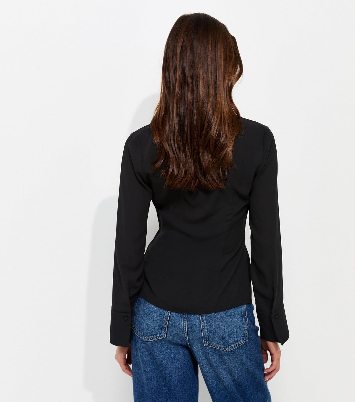 New Look Women's Black Fitted Waist Long Sleeve Shirt New Look - 4