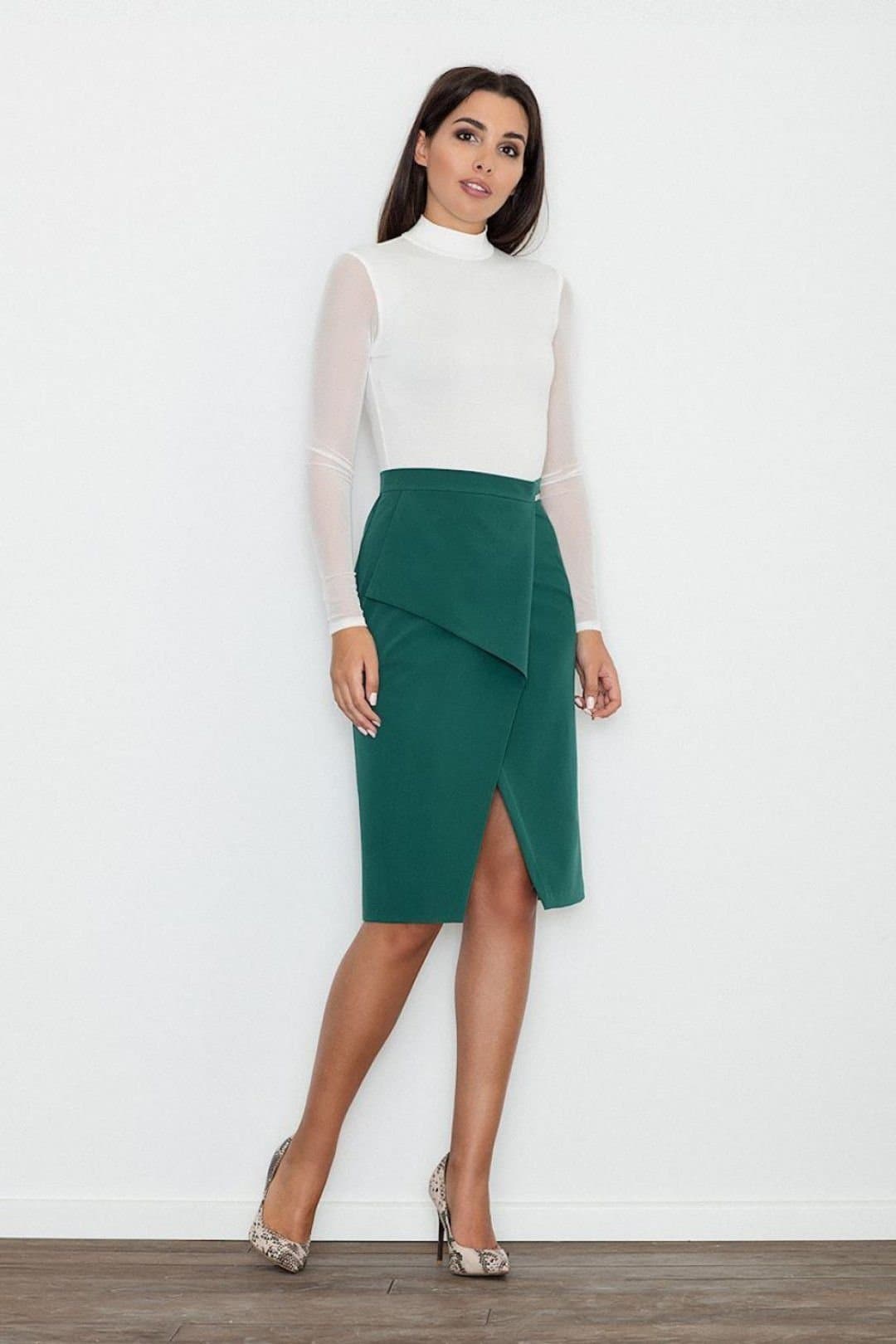 Love Lace Love Lace Women's Classic Cotton Skirt with Front Flap Belt Style 111097 in Green