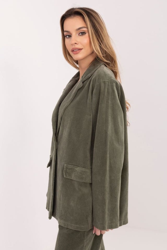 Love Lace Love Lace Women's Stylish Corduroy Blazer for Work & Daily Style 224992 in Green - 2
