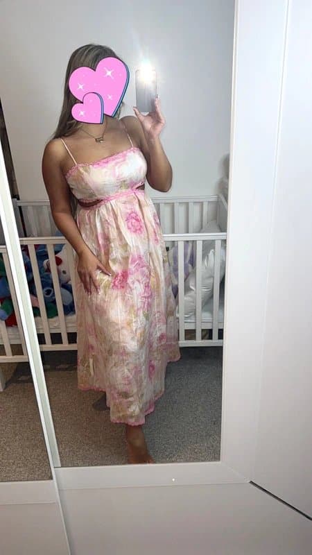 New Look Pink floral print cut out maxi dress