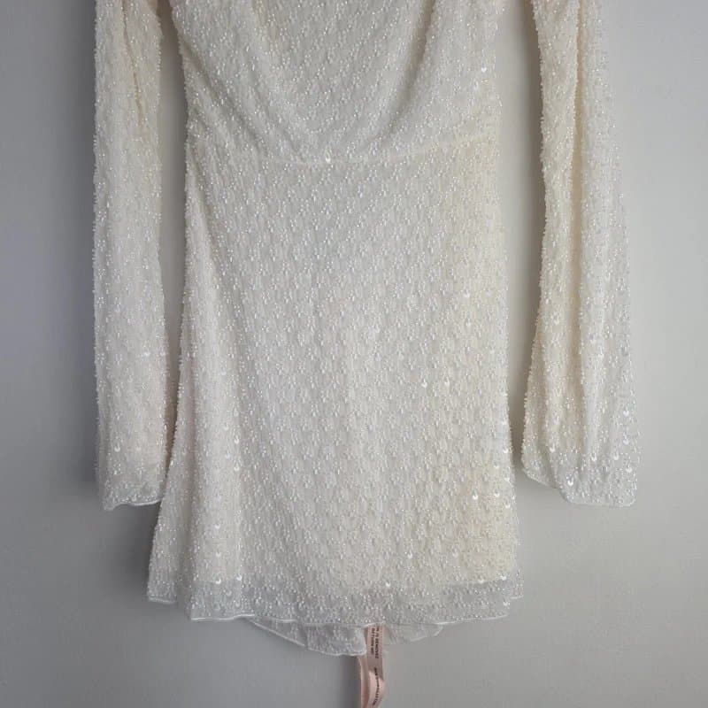 Oh Polly Oh Polly Grazina Embellished Open-Back A-Line Mini Dress in White Size 10